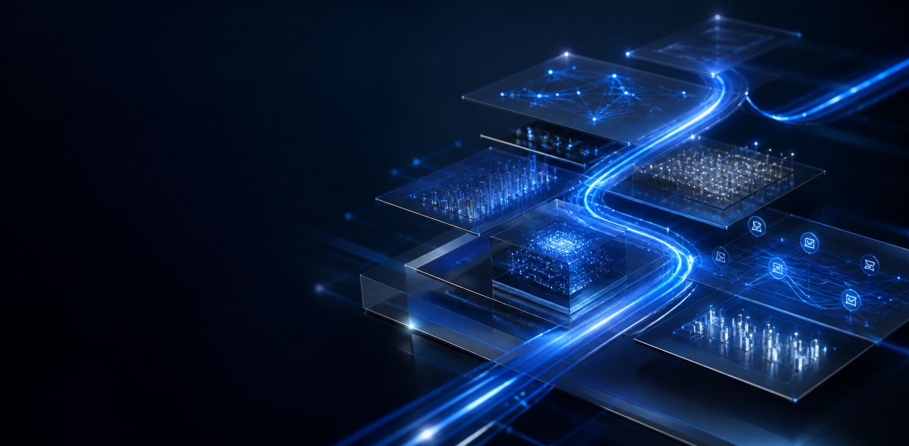 Connected digital systems carrying data through a unified technology architecture
